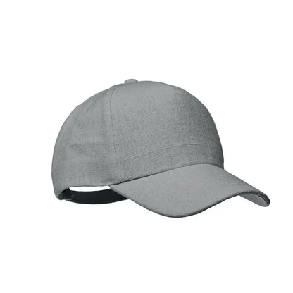 Sapca de baseball gri din canepa 370 gr/m² cu design structurat pe sase paneluri si cozoroc curbat