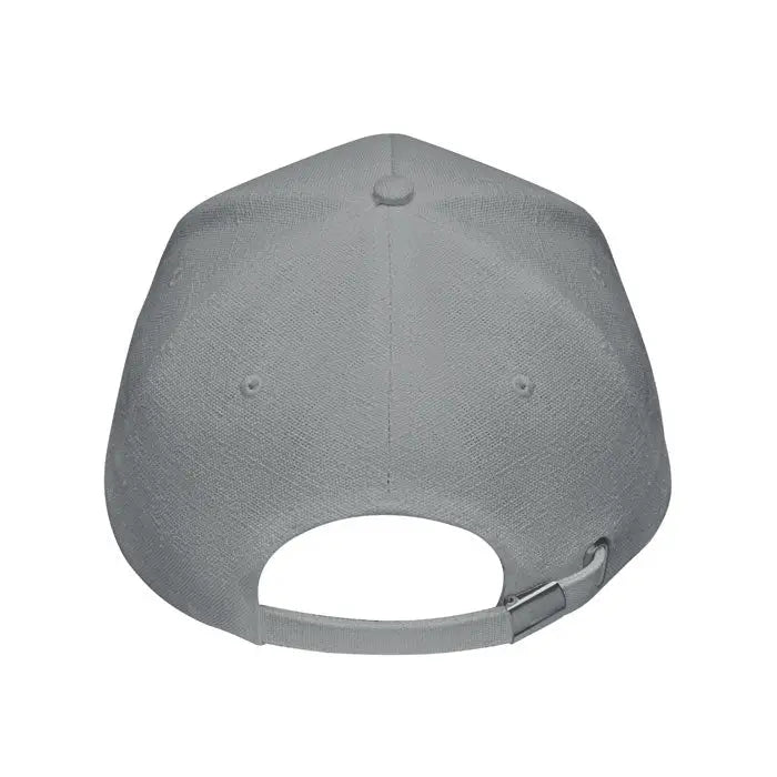 Sapca de baseball din canepa gri cu material texturat si curea reglabila vazuta din spate