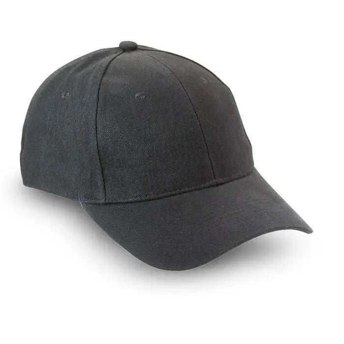 Sapca de baseball neagra cu design structurat cu sase panouri si cusaturi cusute, ideala pentru sport si casual