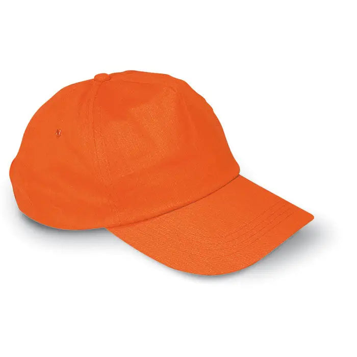 Sapca de baseball portocalie din material moale cu cozoroc curbat clasic si panouri cusute