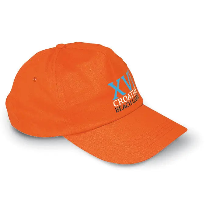 Sapca de baseball portocalie cu text albastru si negru brodat xvi croatian beach games