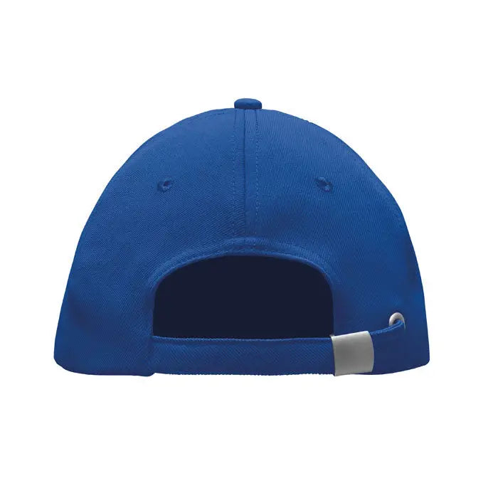 Sapca de baseball rpET royal blue cu 5 panouri, coroană structurată și curea ajustabilă, vedere din spate