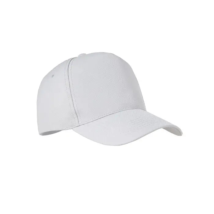 Sapca de baseball rpET albă cu design structurat în șase panouri și cusături pentru un stil durabil