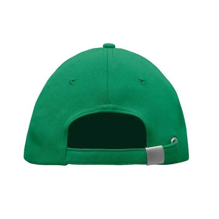 Sapca de baseball rpet verde cu 5 panouri, curea din material textil si catarama argintie la spate