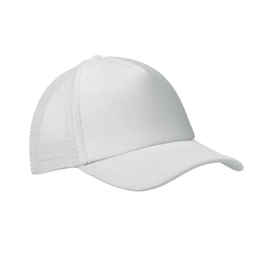 Sapca de camioneti alba tip trucker cu panou frontal solid si spate din plasa
