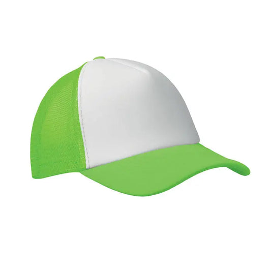 Sapca de camioneti verde lime cu alb, stil trucker, cu panou plasă pe partea din spate