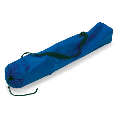 Scaun de exterior cu husa albastra din material textil si snur verde pentru transport simplu