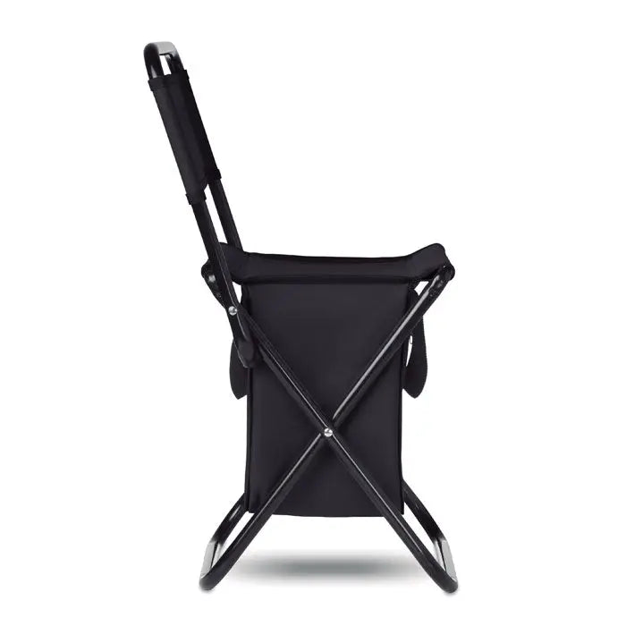Scaun pliabil negru cu cadru metalic elegant si sezut captusit din material 600d potrivit pentru camping