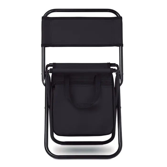 Scaun pliabil de camping negru cu buzunar integrat din material 600d ideal pentru transport si depozitare