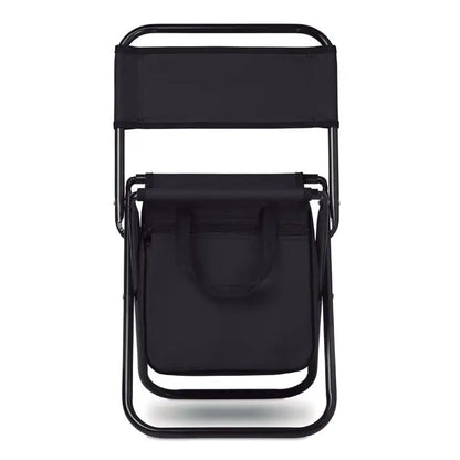 Scaun pliabil de camping negru cu buzunar integrat din material 600d ideal pentru transport si depozitare