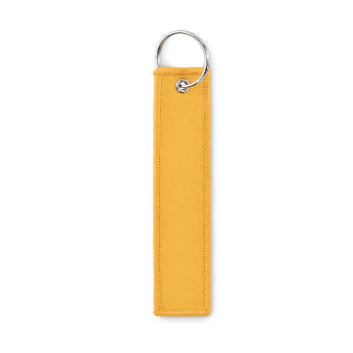 Scoateti inelul de chei inainte de zbor keychain din material textil galben muştar cu inel metalic argintiu si cusaturi rezistente
