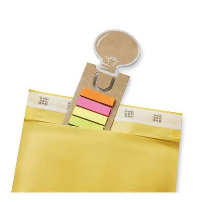 Semn de carte cu bloc de note lipicios in forma de bec cu clip metalic si rigla integrata colorata