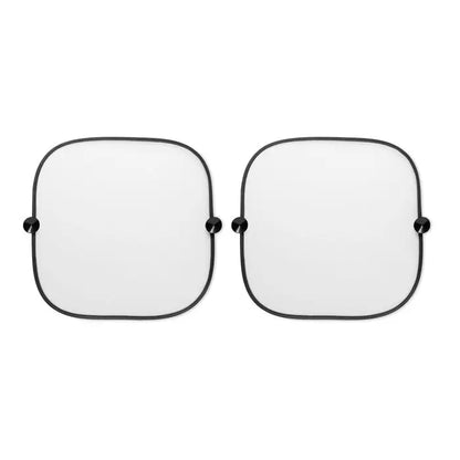 Set 2 umbrele geamuri auto transparente dreptunghiulare minimaliste cu margine neagra si prinderi negre rotunde