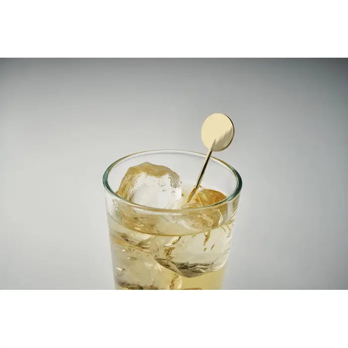 Set agitatoare din otel inoxidabil cu finisaj auriu si cap plat rotund pentru amestecarea cocktailurilor