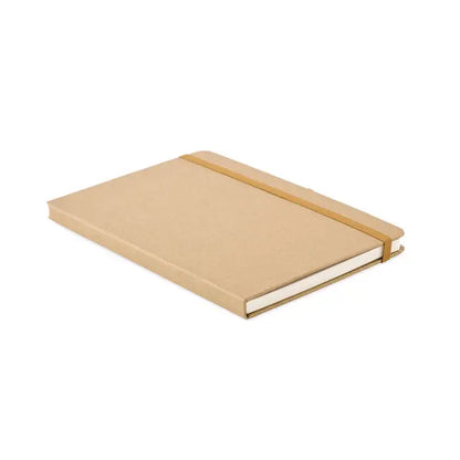 Set caiet a5 din hartie reciclata cu coperta texturata beige si elastic asortat minimalist