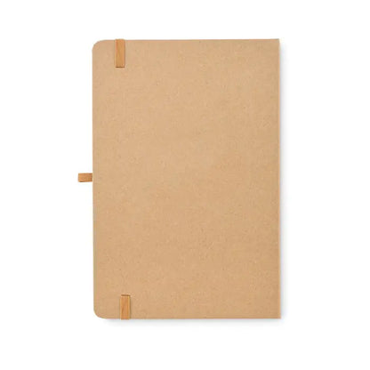 Set caiet a5 din hartie reciclata cu coperta kraft minimalista si benzi de bambus naturala