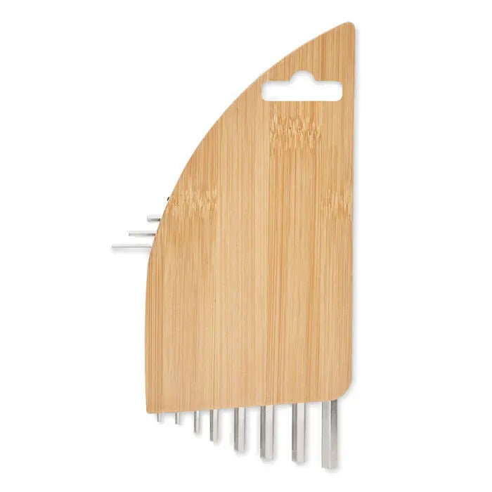 Set chei hexagonale din bambus cu mânere din bambus și vârfuri metalice argintii pentru utilizare durabilă