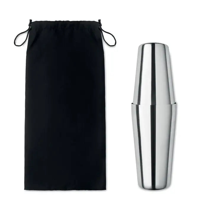 Shaker cocktail din inox lucios cu design cilindric elegant si doua sectiuni distincte set cocktail 750 ml