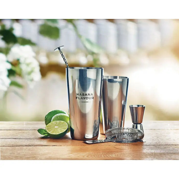Set cocktail 750 ml cu shaker strălucitor din oțel inoxidabil cu engraving havana flavour pe cupa mare
