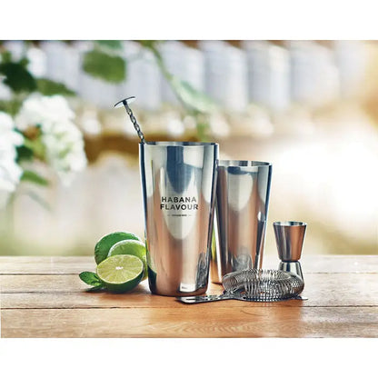 Set cocktail 750 ml cu shaker strălucitor din oțel inoxidabil cu engraving havana flavour pe cupa mare