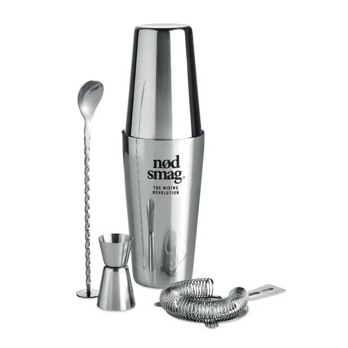 Set cocktail 750 ml cu shakere din otel inoxidabil si logo nod smag cu instrumente pentru bar