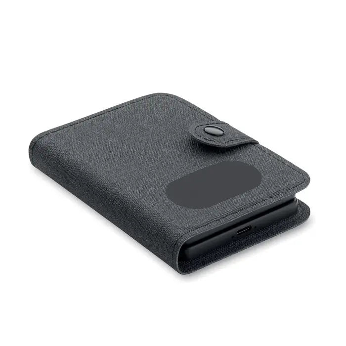 Set conector de cablu 4 în 1 15w husă pentru telefon neagră texturată cu închidere cu capsa și încărcare wireless integrată