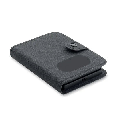 Set conector de cablu 4 în 1 15w husă pentru telefon neagră texturată cu închidere cu capsa și încărcare wireless integrată