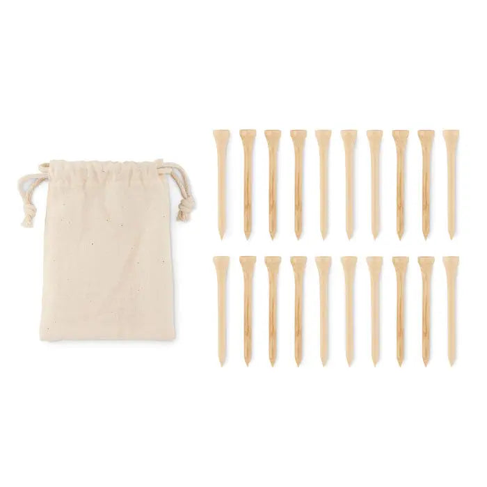 Set de 20 de tricouri de golf din bambus natur cu saculet bej din bumbac pentru depozitare