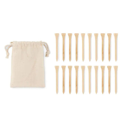 Set de 20 de tricouri de golf din bambus natur cu saculet bej din bumbac pentru depozitare