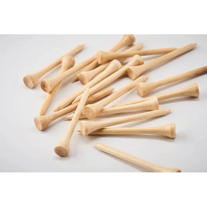 Set de 20 de tricouri de golf din bambus cu pile de tee din lemn natural beige cu capete rotunjite netede