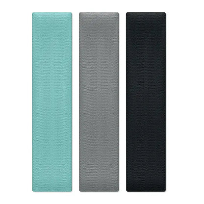Set de 3 benzi de fitness slim dreptunghiulare în teal, gri și negru din material textil țesut cu husă