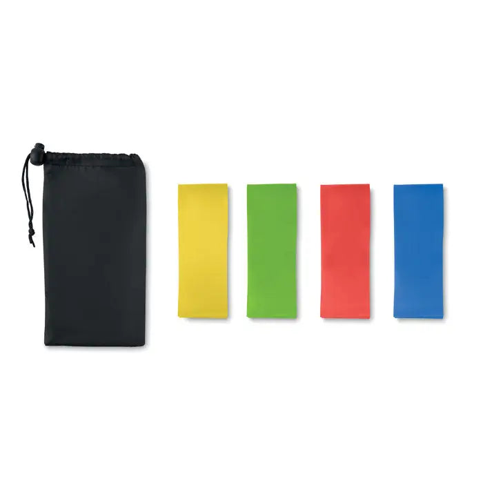 Set de 4 benzi de fitness tpe colorate galben verde rosu albastru cu sac depozitare negru