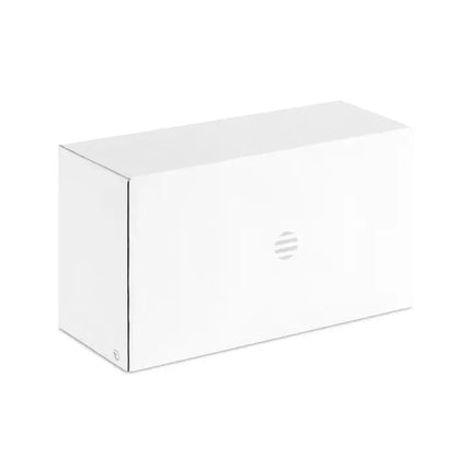 Cutie albă dreptunghiulară pentru set de baie din 3 piese din bambus cu design minimalist și logo subtil hp