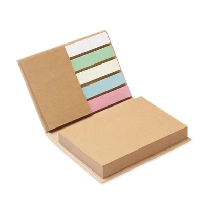 Set de bloc-note reciclate din hartie kraft cu notite adezive pastelate mint, crem, albastru deschis si roz