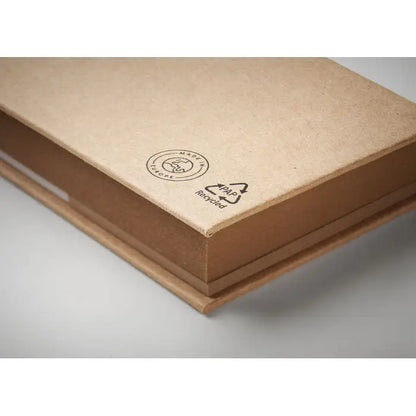 Set de bloc-note reciclate din carton maro reciclat cu textura subtila si logo embosat europa