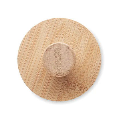 Lid din bambus maro deschis cu maner circular pentru set de cafea din lemn natural