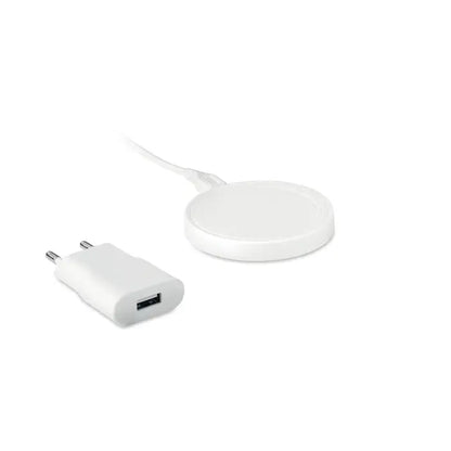 Set de calatorie incarcator wireless alb cu adaptor de perete usb pentru incarcare rapida fara fir