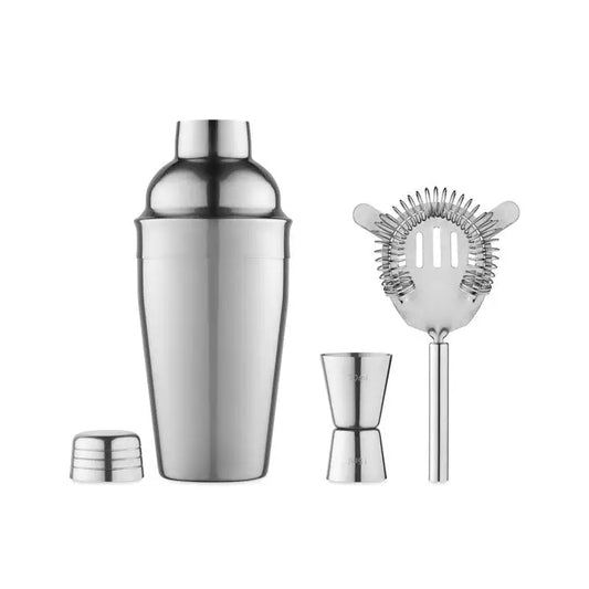 Set de cocktail din oțel inoxidabil cu finisaj reflectorizant și accesorii asortate pentru preparat cocktailuri