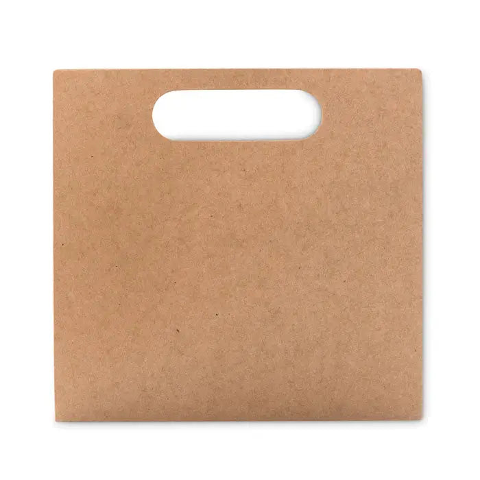 Set de colorat cu 6 creioane cu etichetă cadou din carton maro cu mâner oval decupat alb