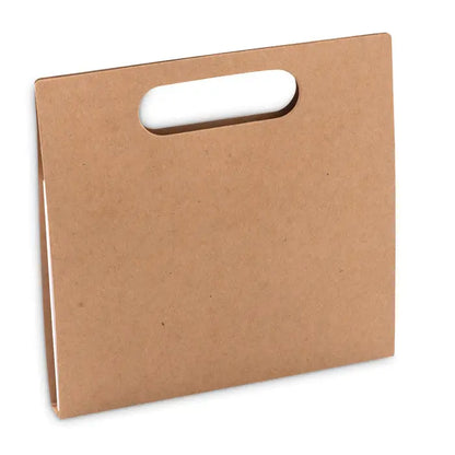 Set de colorat cu 6 creioane în punga cadou maro din hârtie kraft cu mâner alb din plastic