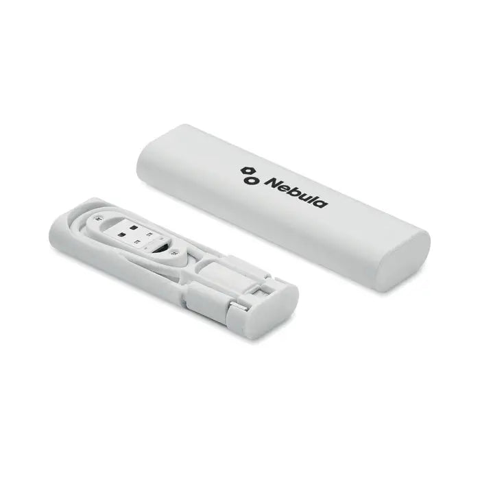 Set de conectori de cablu 9 in 1 cu power bank portabil nebula alb din plastic cu port usb integrat si design pliabil