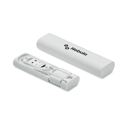 Set de conectori de cablu 9 in 1 cu power bank portabil nebula alb din plastic cu port usb integrat si design pliabil