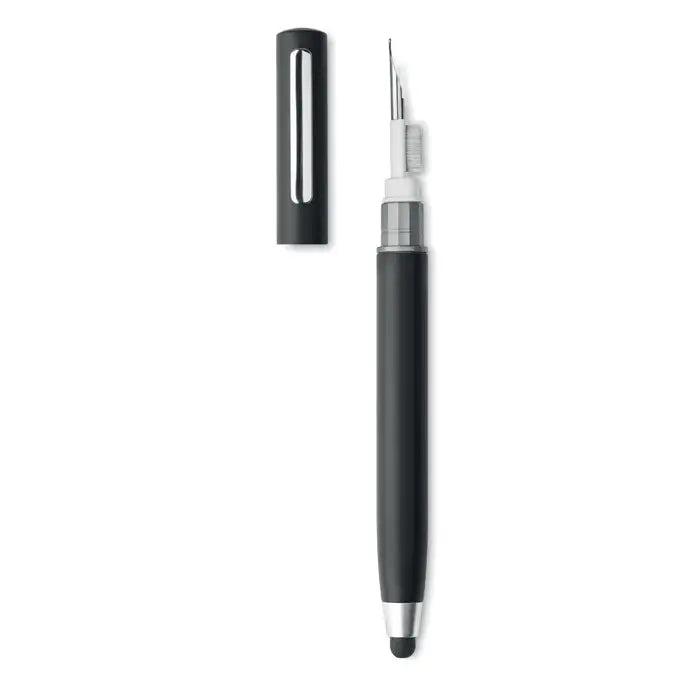 Set de curatare stilou tws cu stilou negru mat cu accente argintii si varf retractabil fin
