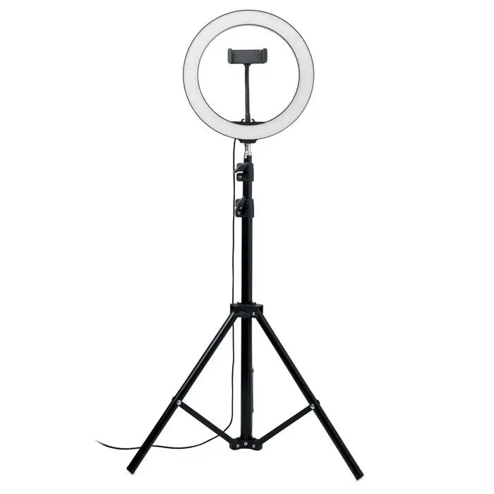 Set de lumini inelare LED de 26 cm cu suport reglabil si prindere pentru telefon, culoare neagra