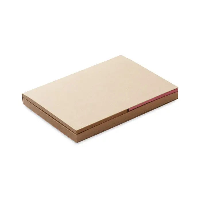 Set de note din hartie reciclata cu coperta bej si margine roz subtila pentru notite ecologice