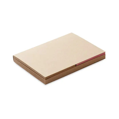 Set de note din hartie reciclata cu coperta bej si margine roz subtila pentru notite ecologice