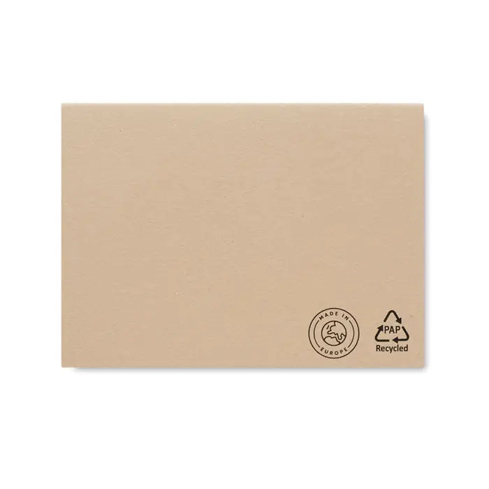 Beige set de note din hartie reciclata cu plic reciclat printat cu made in europe si simbol reciclabile