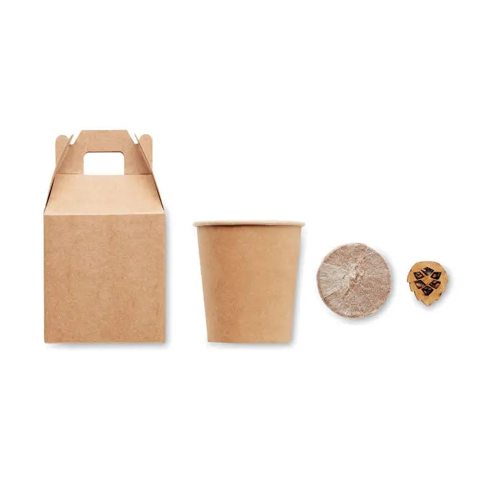Cutie de cadou maro din hârtie kraft cu mâner pentru set de pin