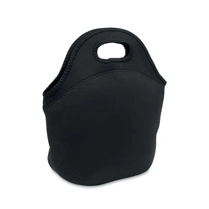Set de pranz din otel inoxidabil cu geanta neagra din neopren, maner rotund si cusaturi pentru transport facil