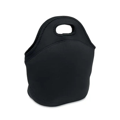 Set de pranz din otel inoxidabil cu geanta neagra din neopren, maner rotund si cusaturi pentru transport facil